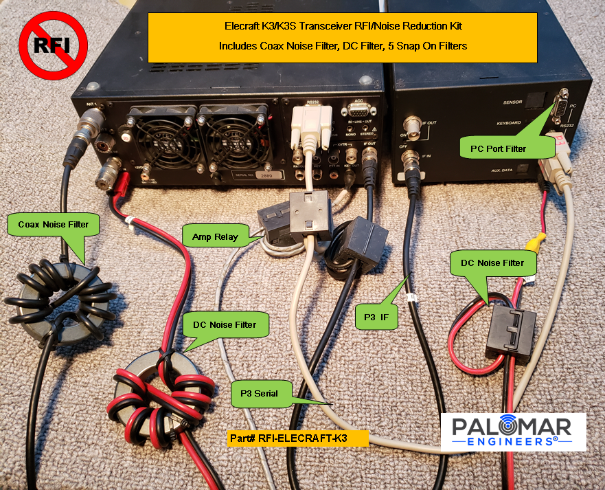 Elecraft K3/K3S Transceiver RFI Kit 7 Noise Reduction Filters Transceiver RFI Kits Palomar