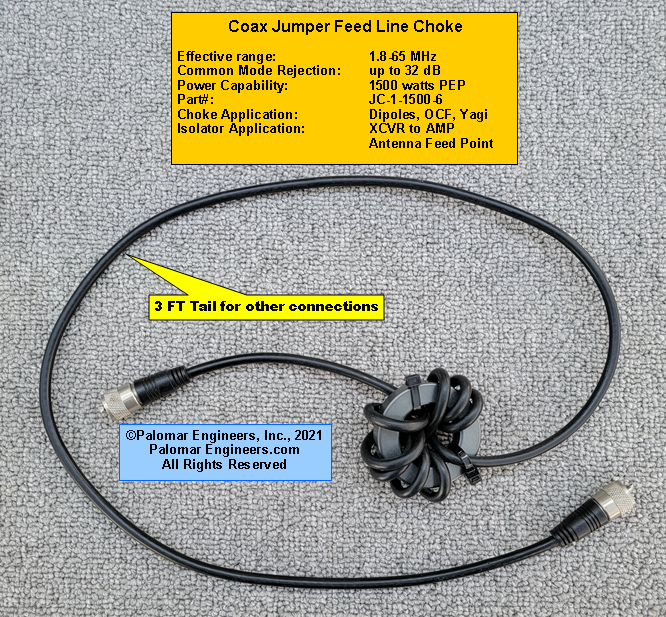 Coax Jumper Choke RG8X RFI Range 1.865 MHz, 30 dB Noise