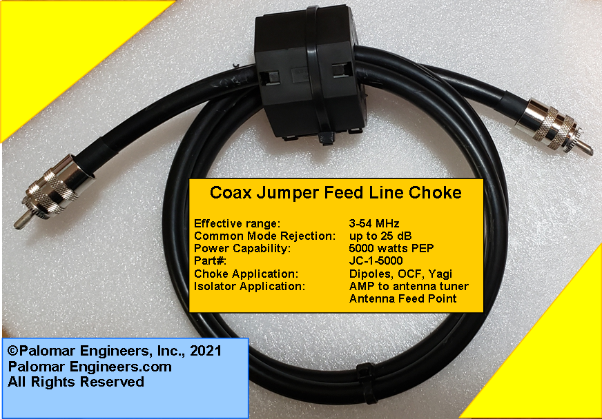 Coax Jumper Choke LMR400 RFI Range 365 MHz, 25 dB Common Mode