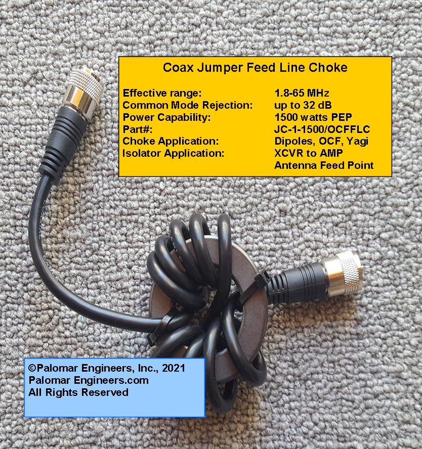 Coax Jumper Choke RG8X RFI Range 1.865 MHz, 30 dB Noise
