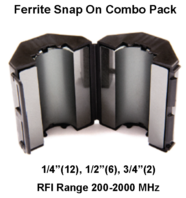 Ferrite Snap On Combo Pack, Mix 61, RFI Range 2002000 MHz 18 filters