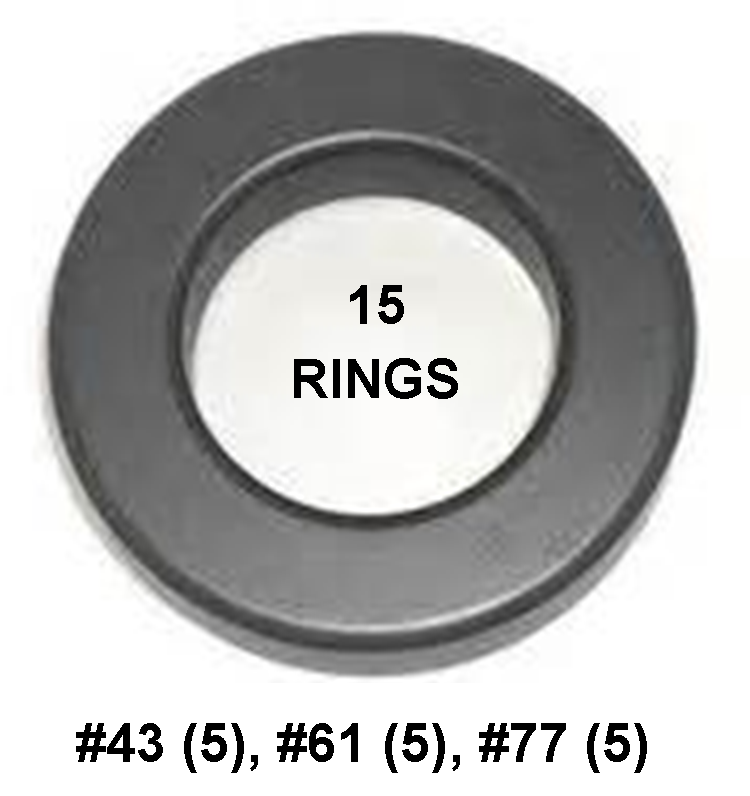 Ferrite Ring Combo Pack, FT140 .9" ID, 15 Rings Mix 43, 61, 77, RFI