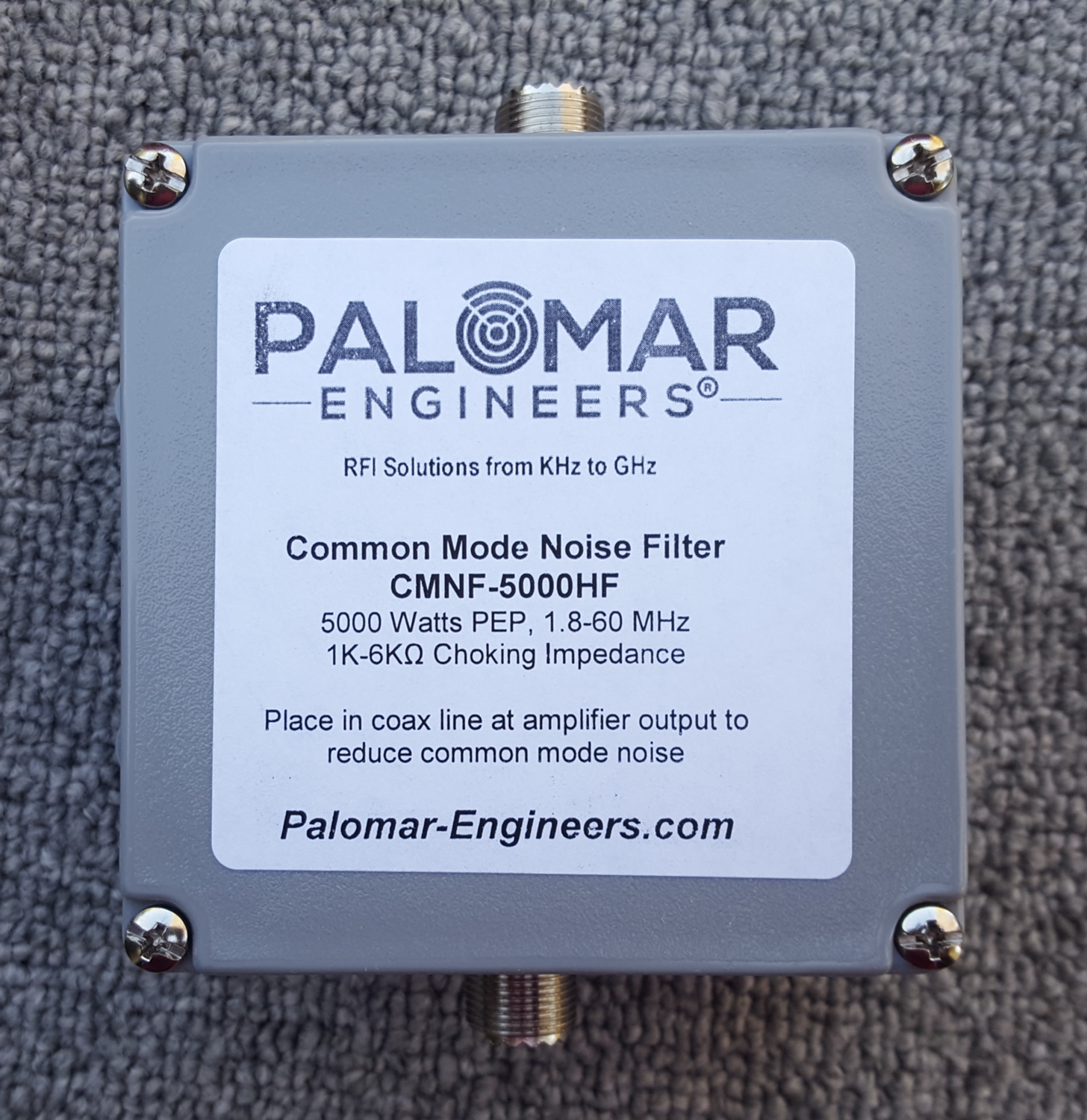 Coax Common Mode Noise Filter 5000 Watts, 1.860 MHz, up to 38dB
