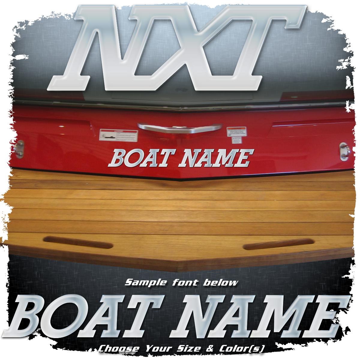 Domed Boat Name in the MasterCraft NXT 201519 Font, Factory Matched Chrome