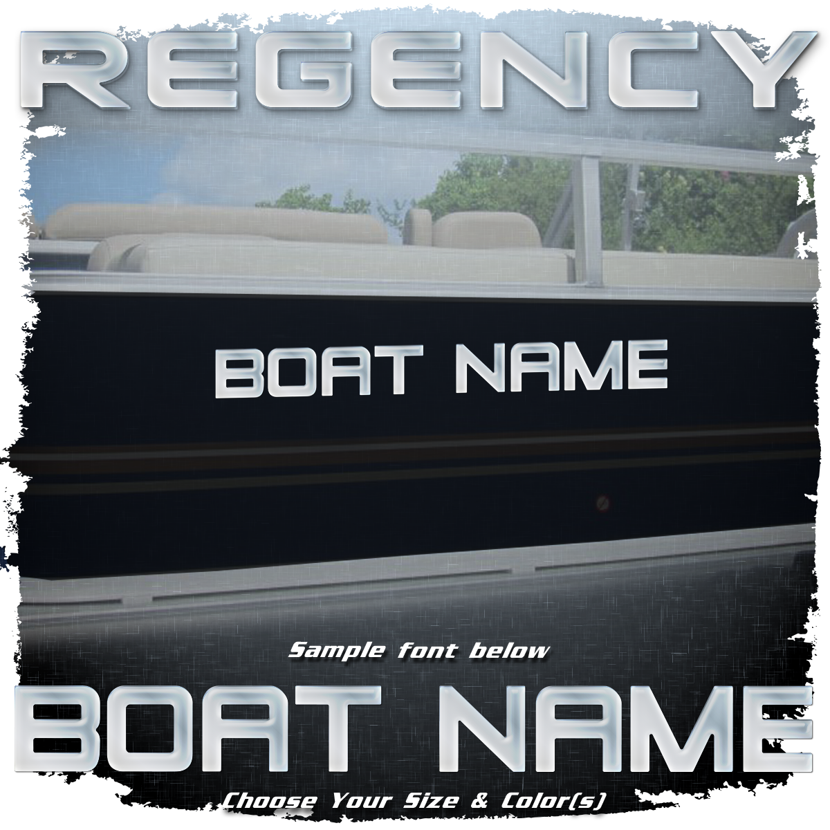 Domed Boat Name in the Regency Font