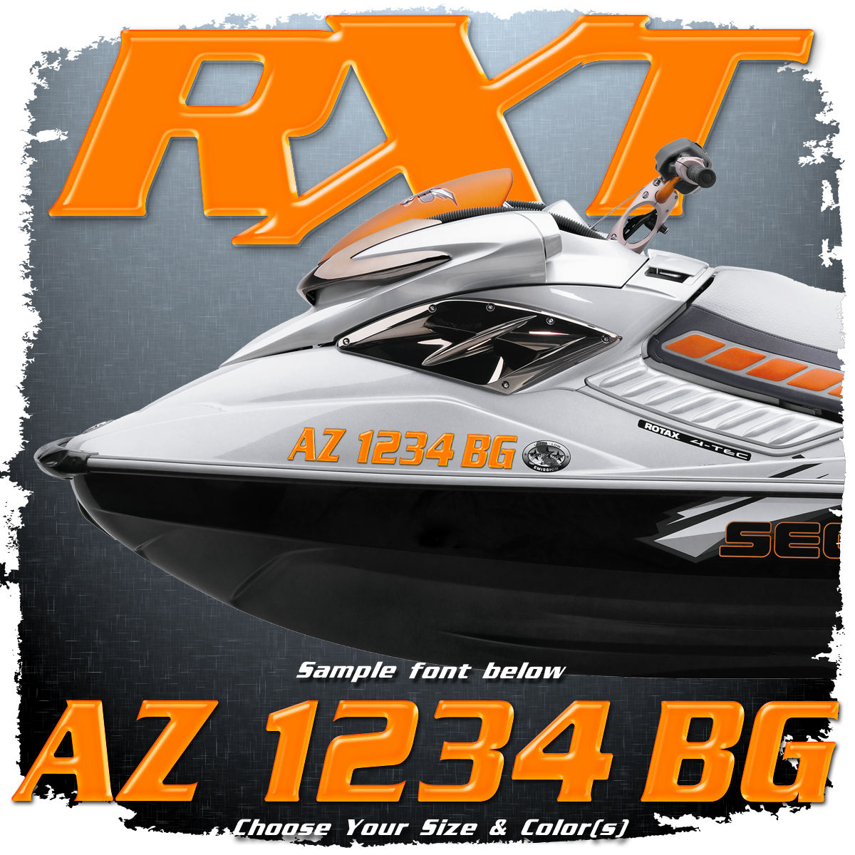 Sea Doo RXT font Registration (2 included), Choose Your Own Colors