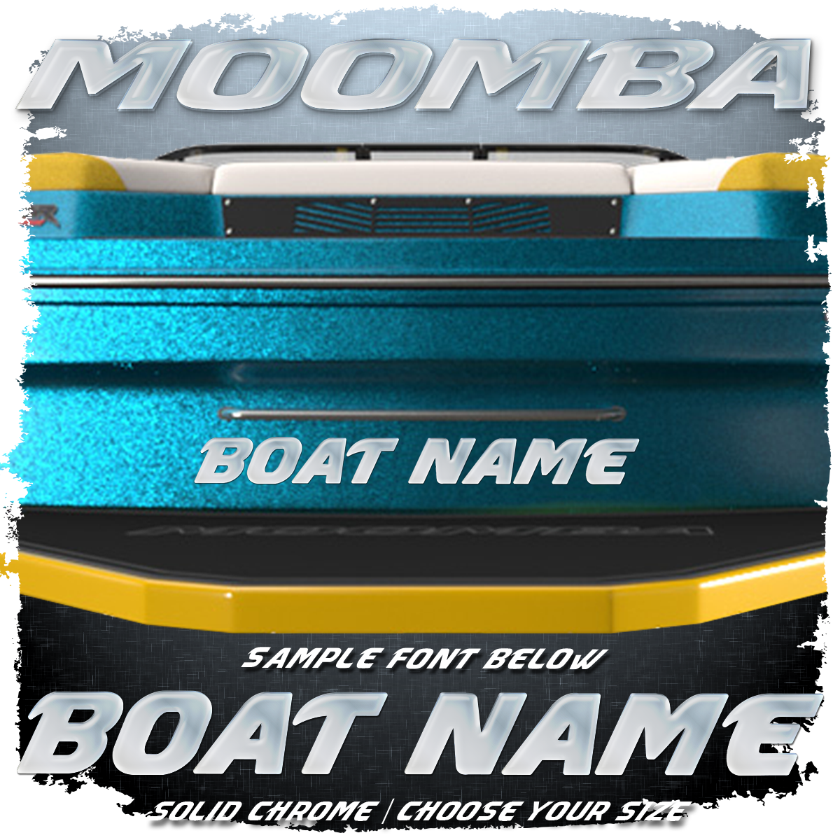 Domed Boat Name in the Moomba Font