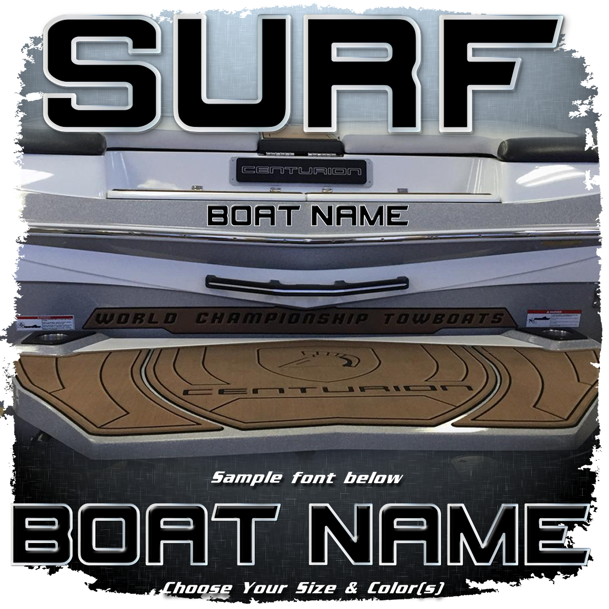 Domed Boat Name in the 201217 Centurion Surf Font