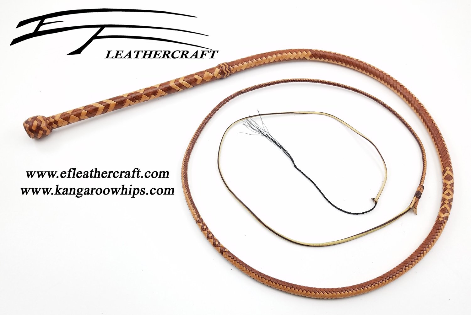 6' Kangaroo Bullwhip 12 Plait Whiskey and Natural