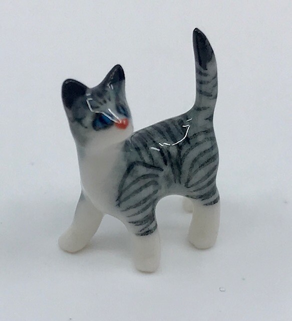 Tiny Standing Porcelain Cat Miniature Store Cat Cuddle