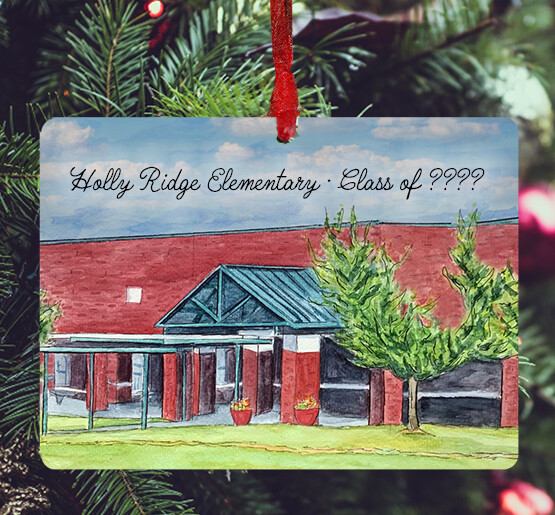 Holly Springs, NC Holly Ridge Elementary School Ornament helaina