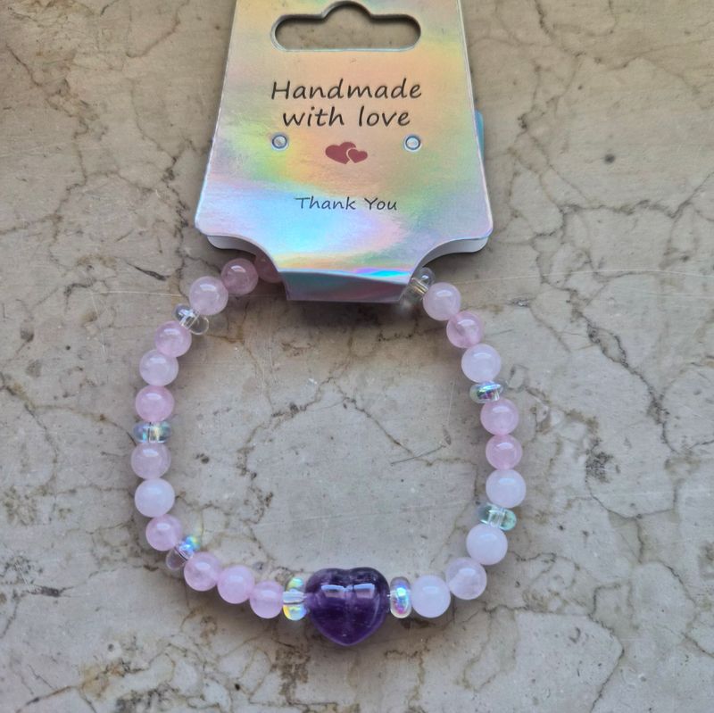 Armband Rosenquarz &amp; Amethyst &amp; Auraquarz