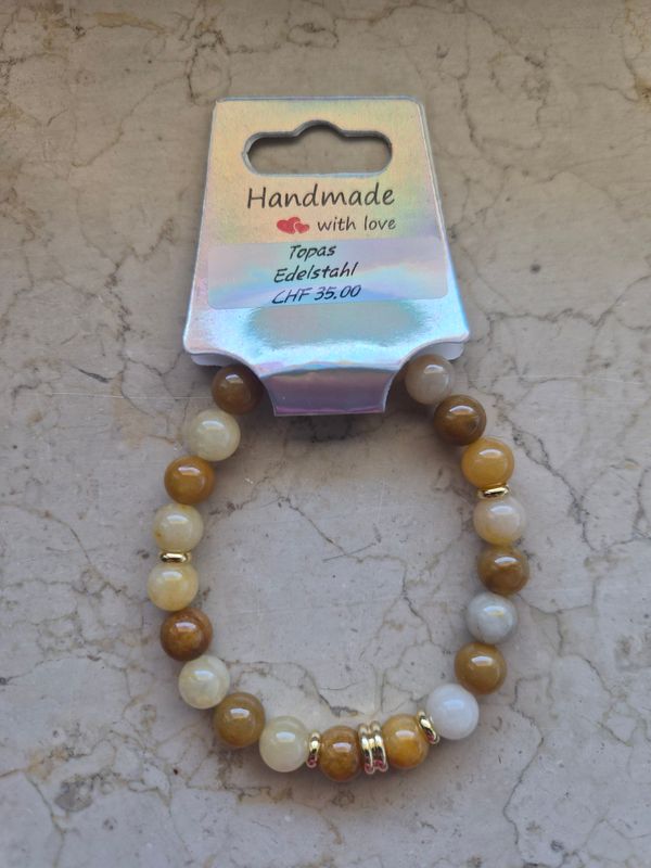Topas mit Edelstahl gold