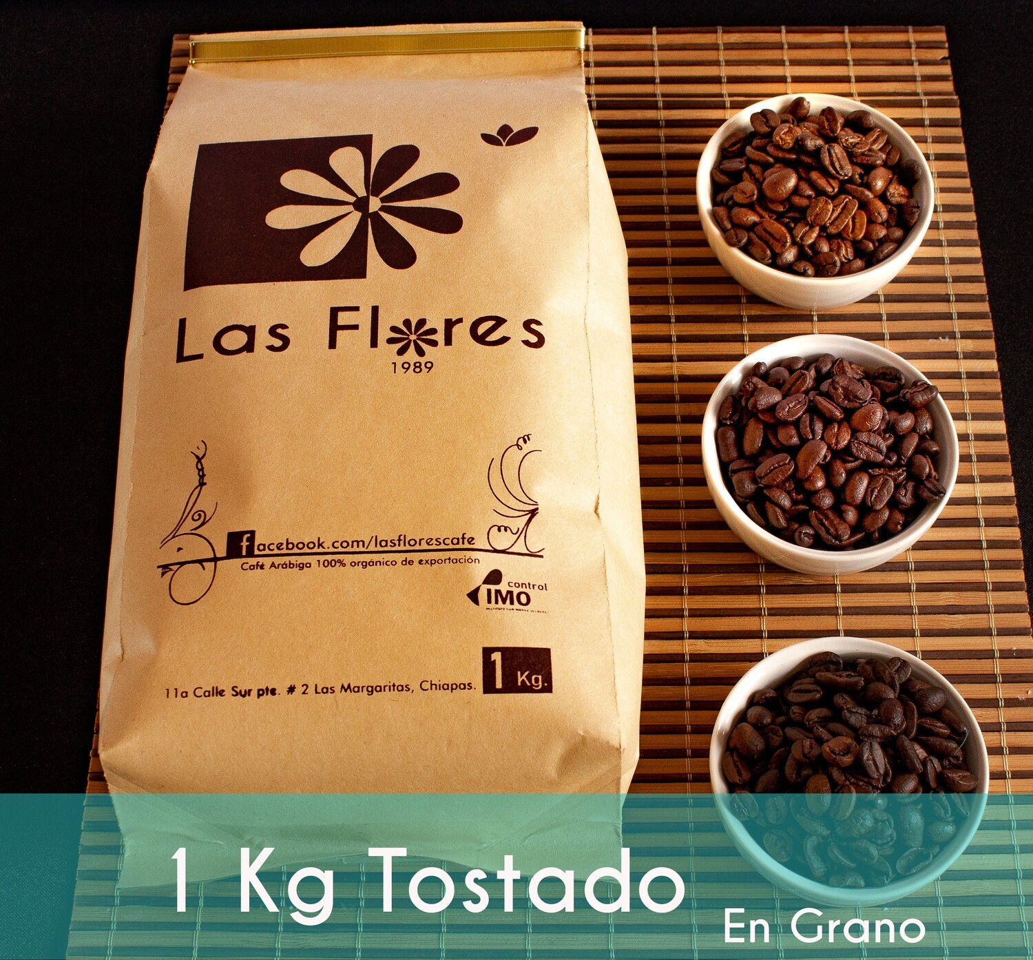 1kg Café Orgánico Las Flores (Tostado en grano)