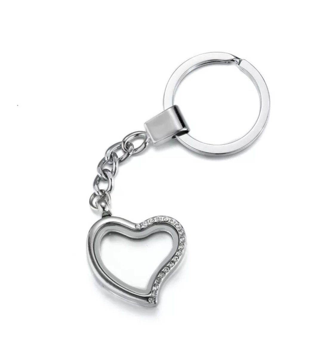 Plated Heart Floating Locket Keychain