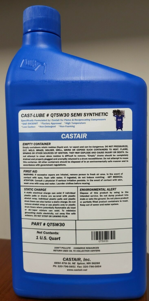 Castair 1 Quart SemiSynthetic Oil For Piston Air Compressors Store