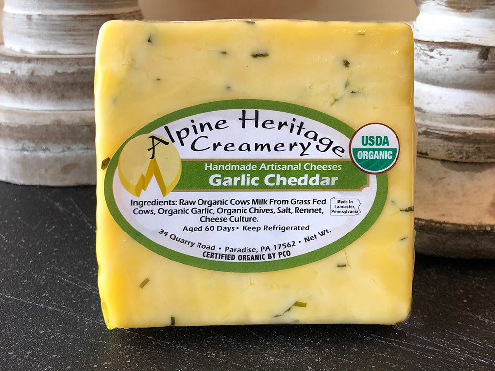 Organic Garlic Cheddar Cheese Full Quiver Farm