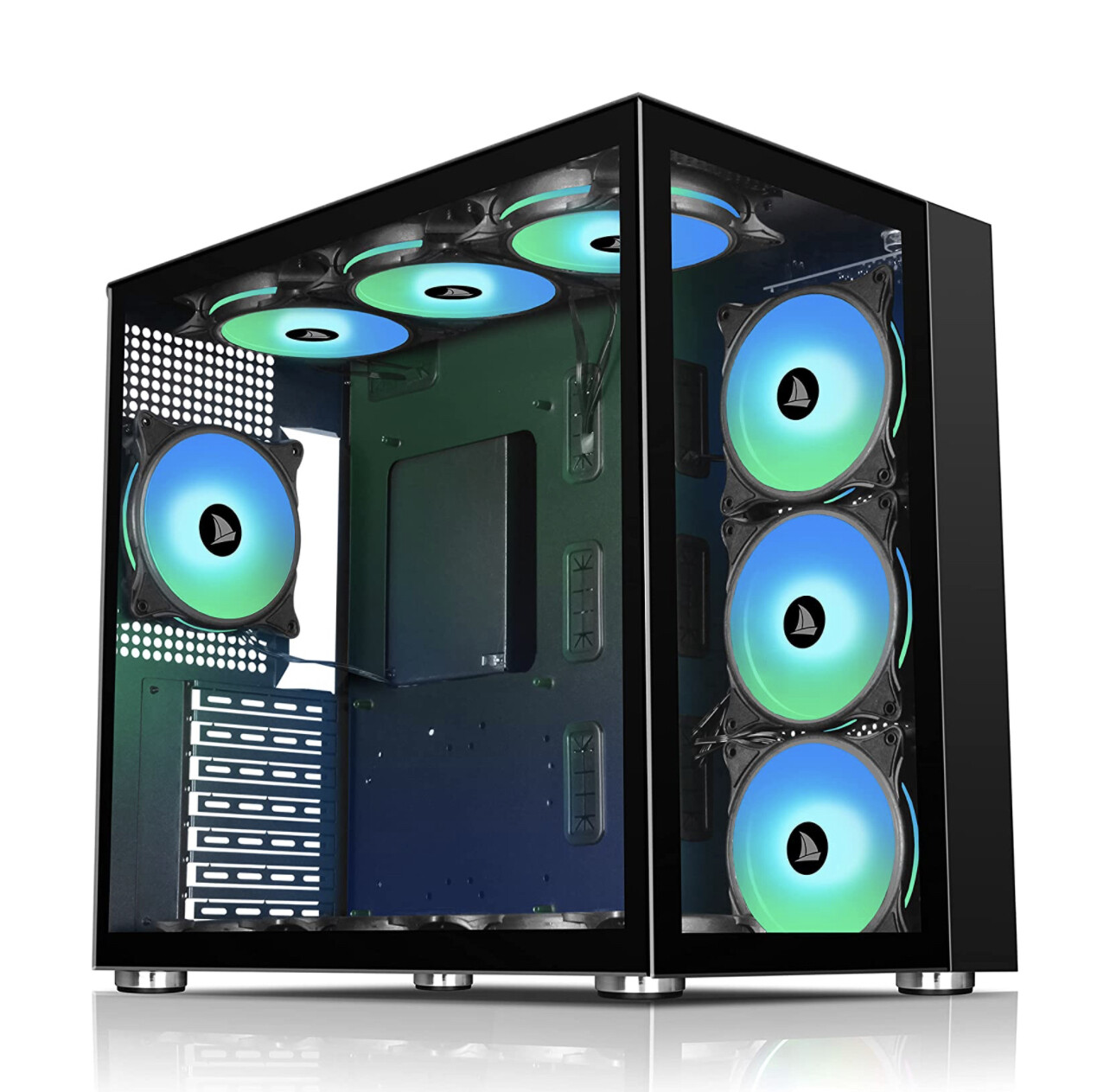 AMANSON PC CASE ATX Mid Tower Case Tempered Glass Gaming Computer Case