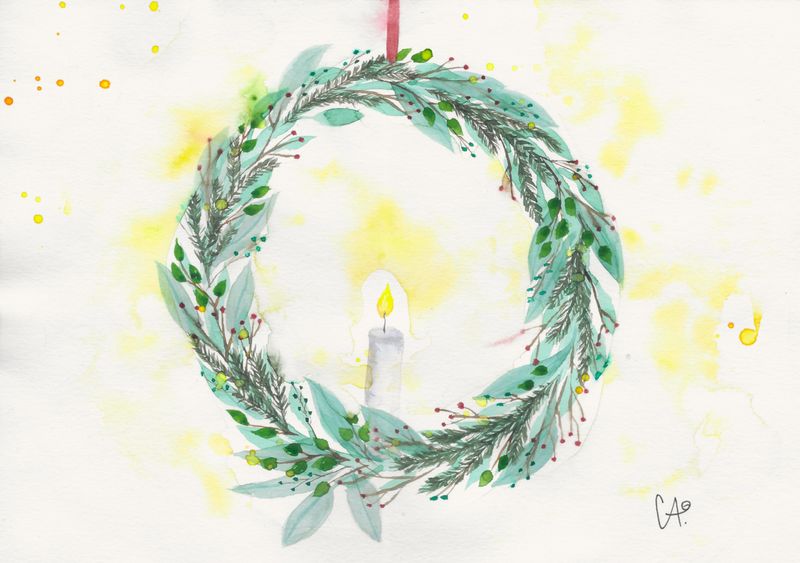 Weihnachtskollektion - Kranz mit Kerze