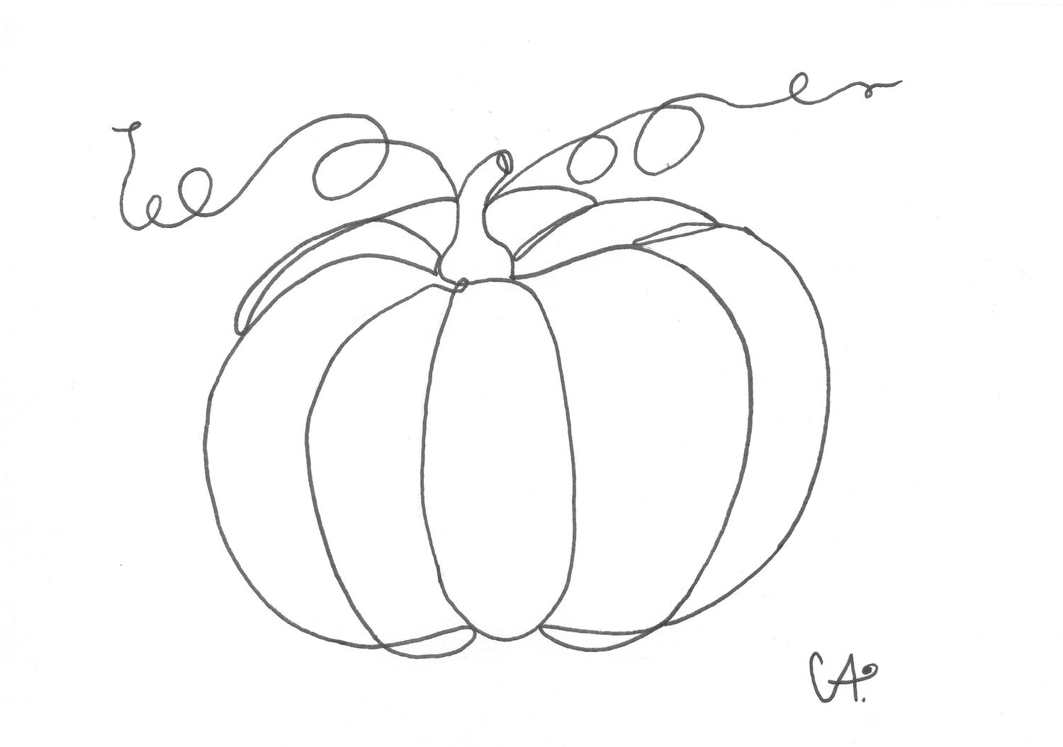 One-Line schwarz-weiss Kollektion -  Kürbis