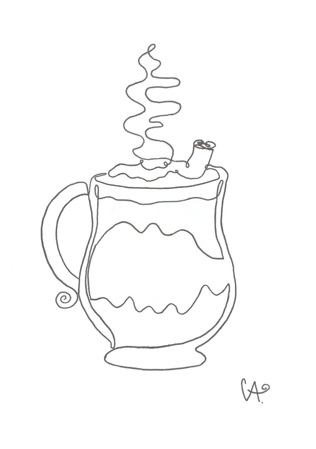 One-Line schwarz-weiss Kollektion - Spicy Cinnamon Latte