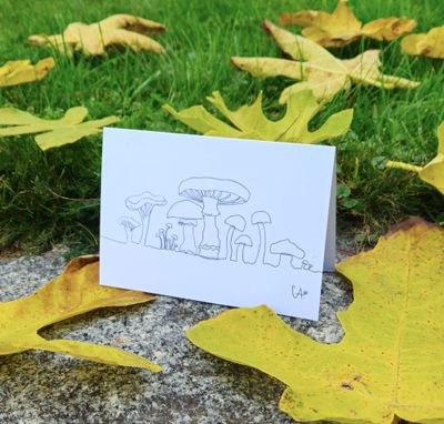 One-Line schwarz-weiss Kollektion - Pilze