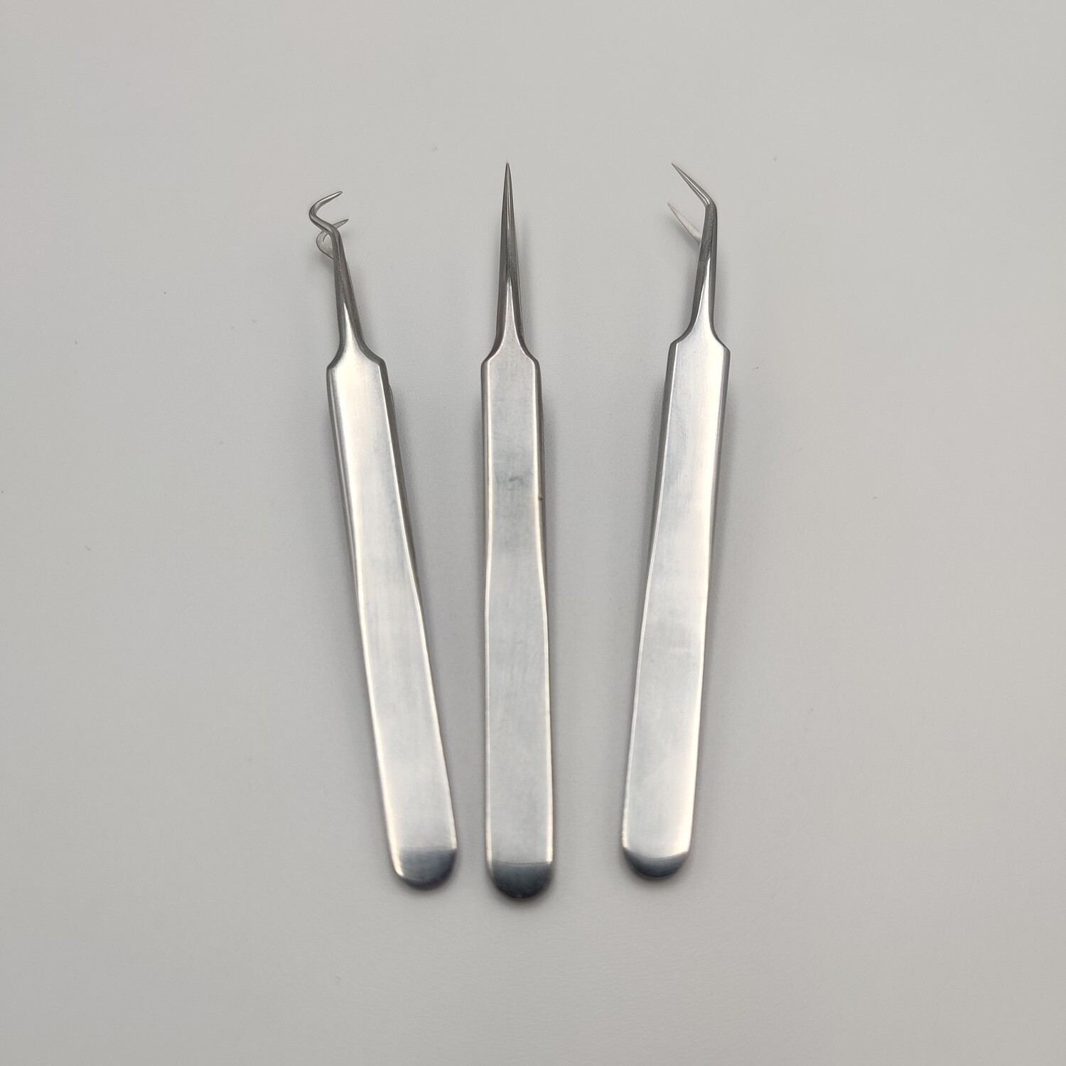 Tweezer Set of 3 sharp precision metal tweezers