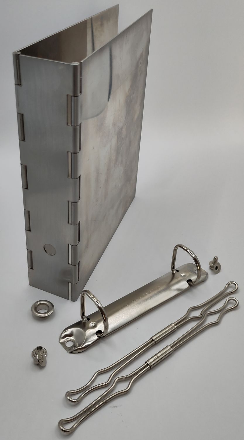Doppelscharnier Ordner A6, Edelstahl 1.4301 mit Zubehör
