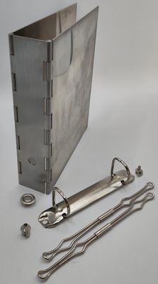 Doppelscharnier Ordner A6, Edelstahl 1.4301 mit Zubehör