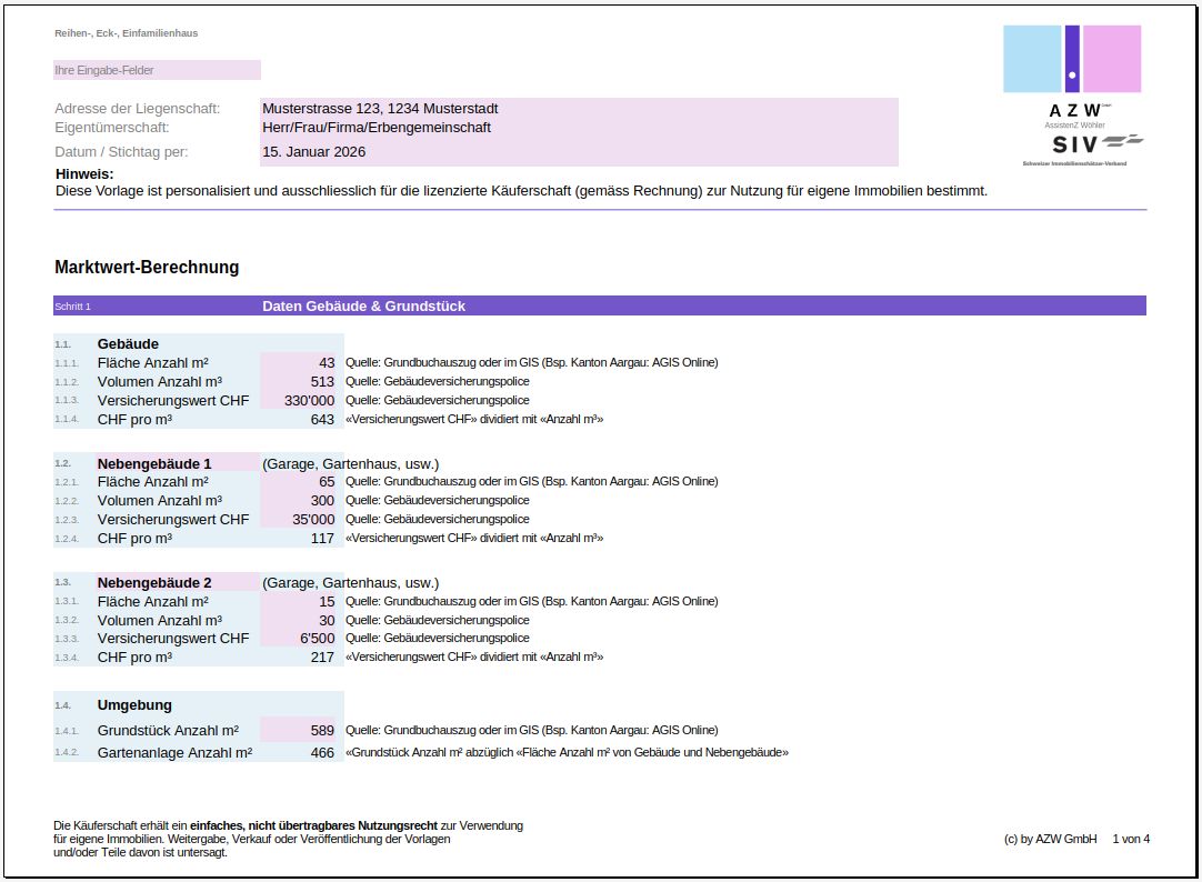 Immobilienbewertung - Standard-Lizenz für Hauseigentümer