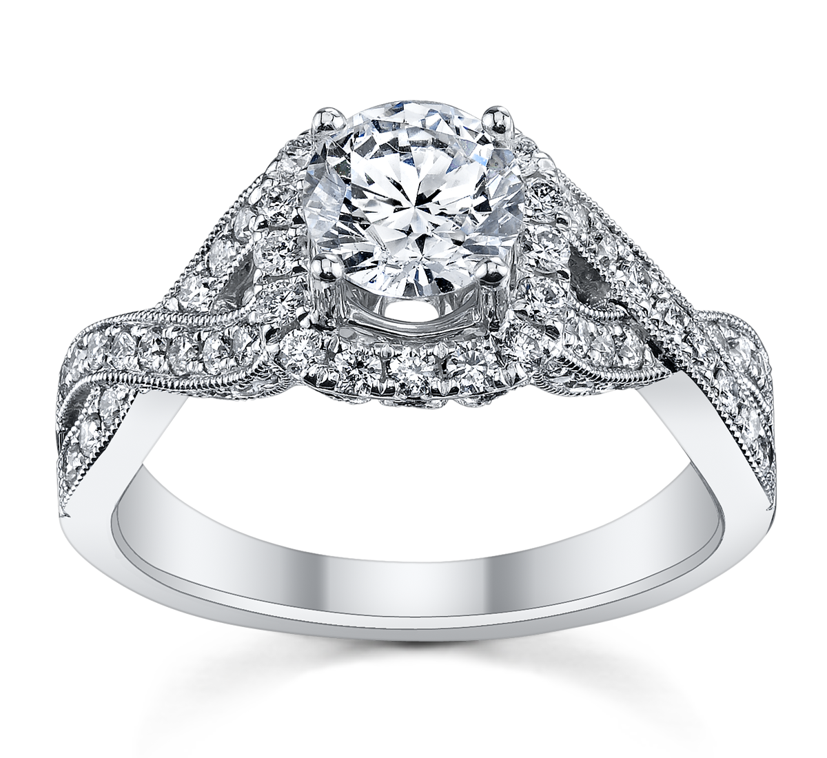 14K White Gold Diamond Engagement Ring Setting
