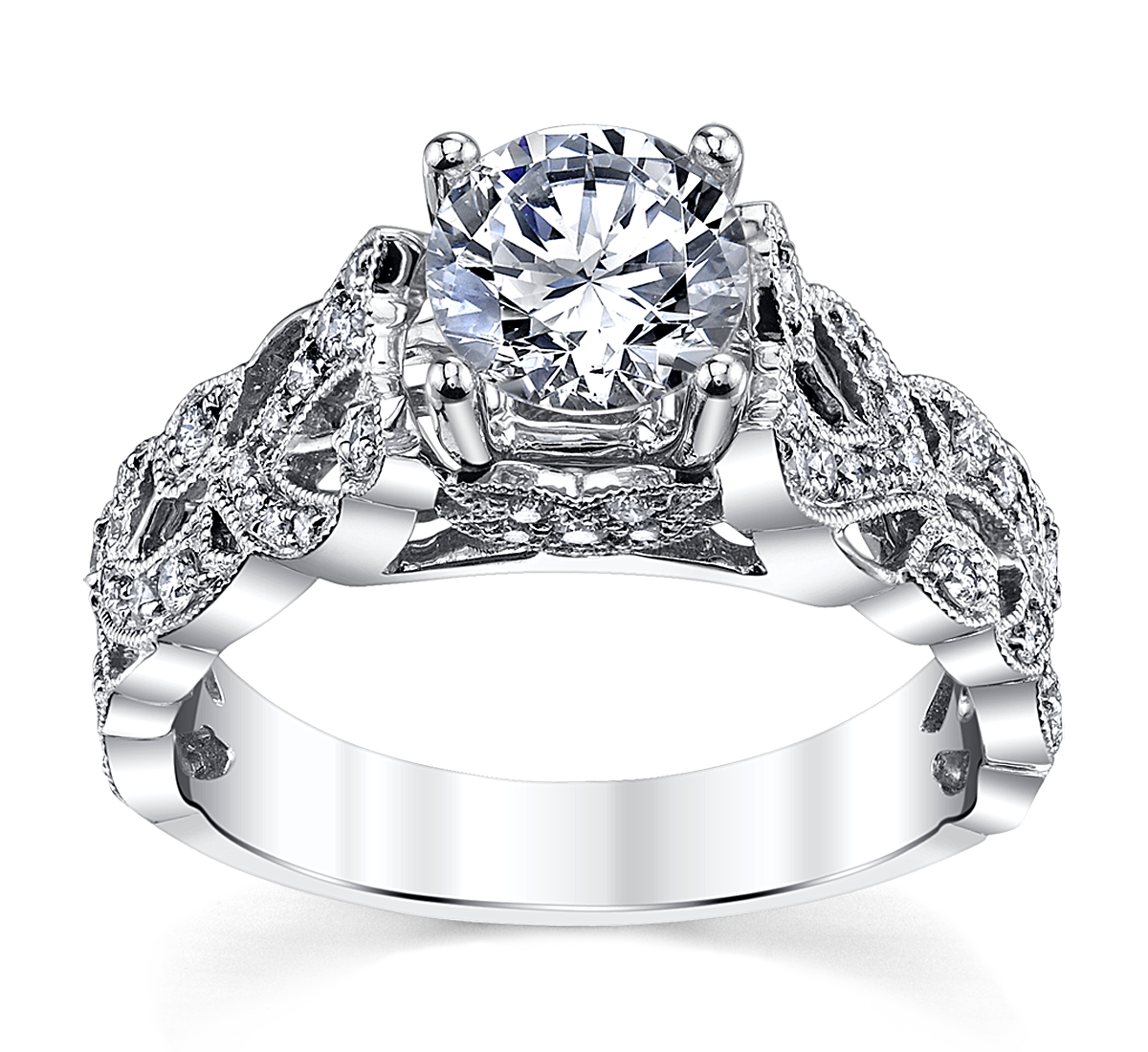 14K White Gold Diamond Engagement Ring Setting