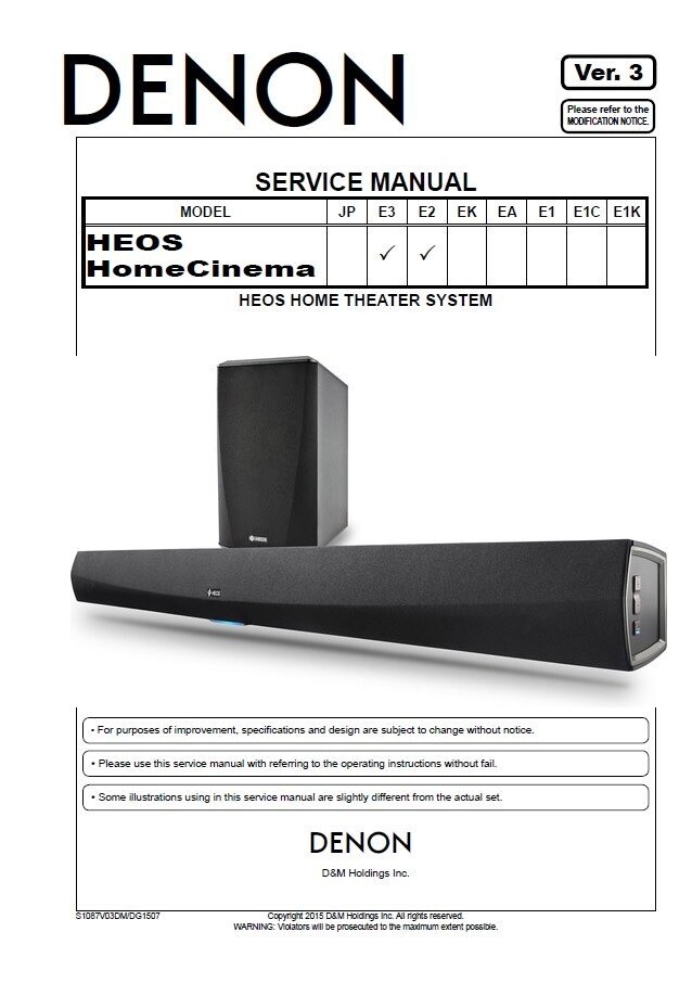 Denon HEOS Home Cinema Soundbar Service Manual