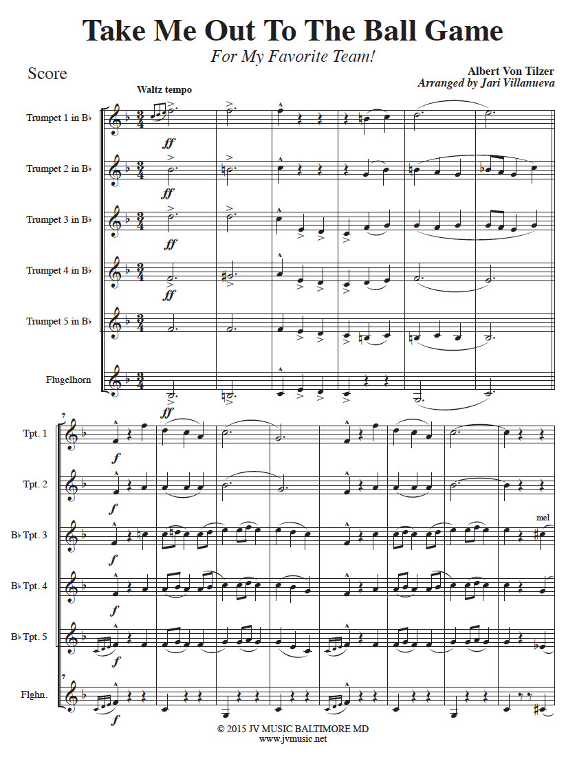 Take Me Out To The Ballgame for Trumpet Ensemble Music Catalogue