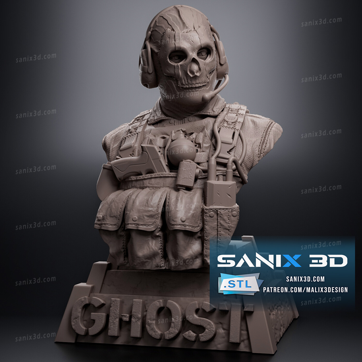 GHOST ( COD ) bust STL Files