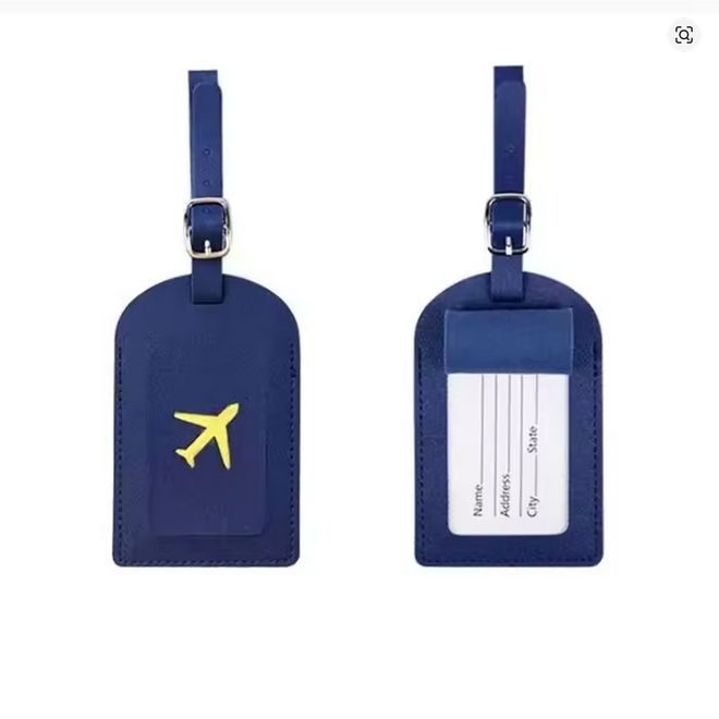 Gepäckanhänger Leder blau