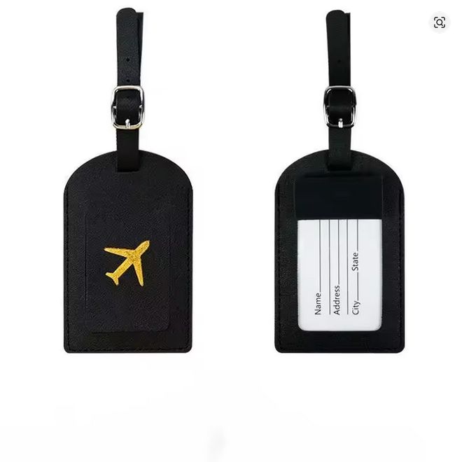 Gepäckanhänger Leder schwarz