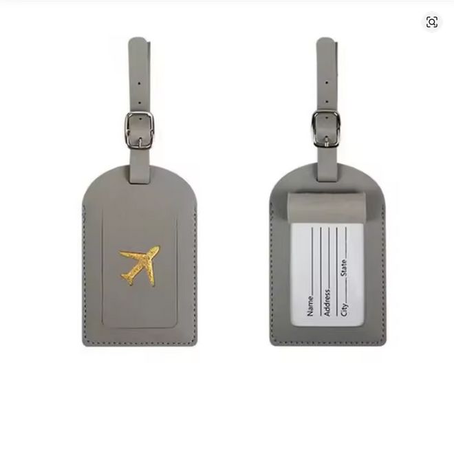 Gepäckanhänger Leder grau