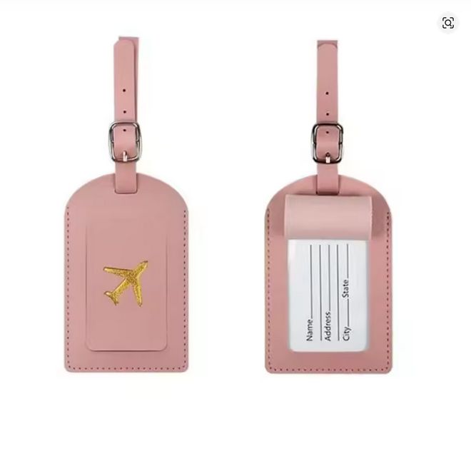 Gepäckanhänger Leder pink