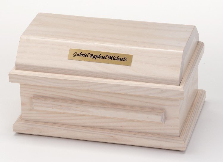 White Ash Miscarriage Casket (9 inch interior) C9WA 1st Trimester
