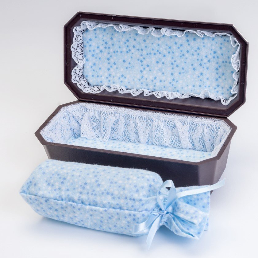 Baby Boy Miscarriage Casket with Blue Interior (9 inch interior) C9