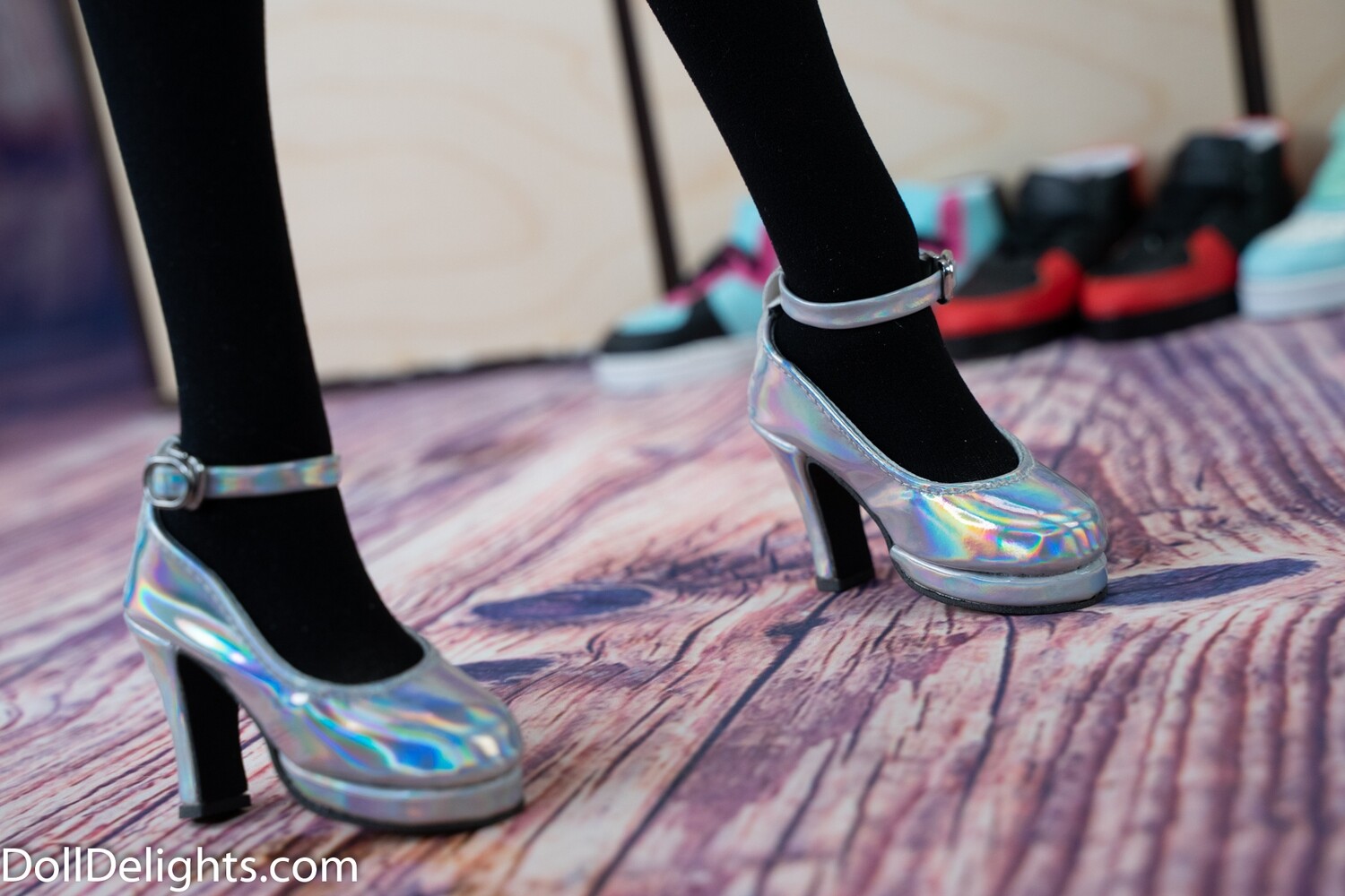 holographic chunky heels