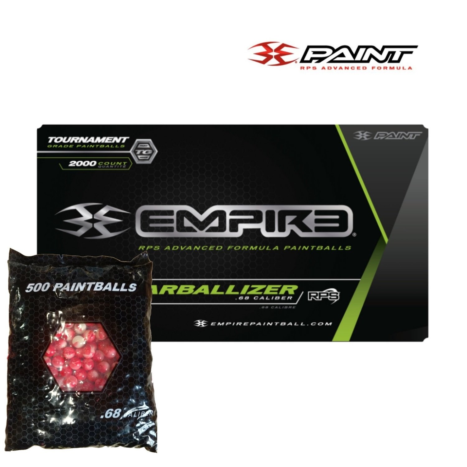 Empire Marballizer .68 cal Paintballs Case of 2000 Rds Clear/Red