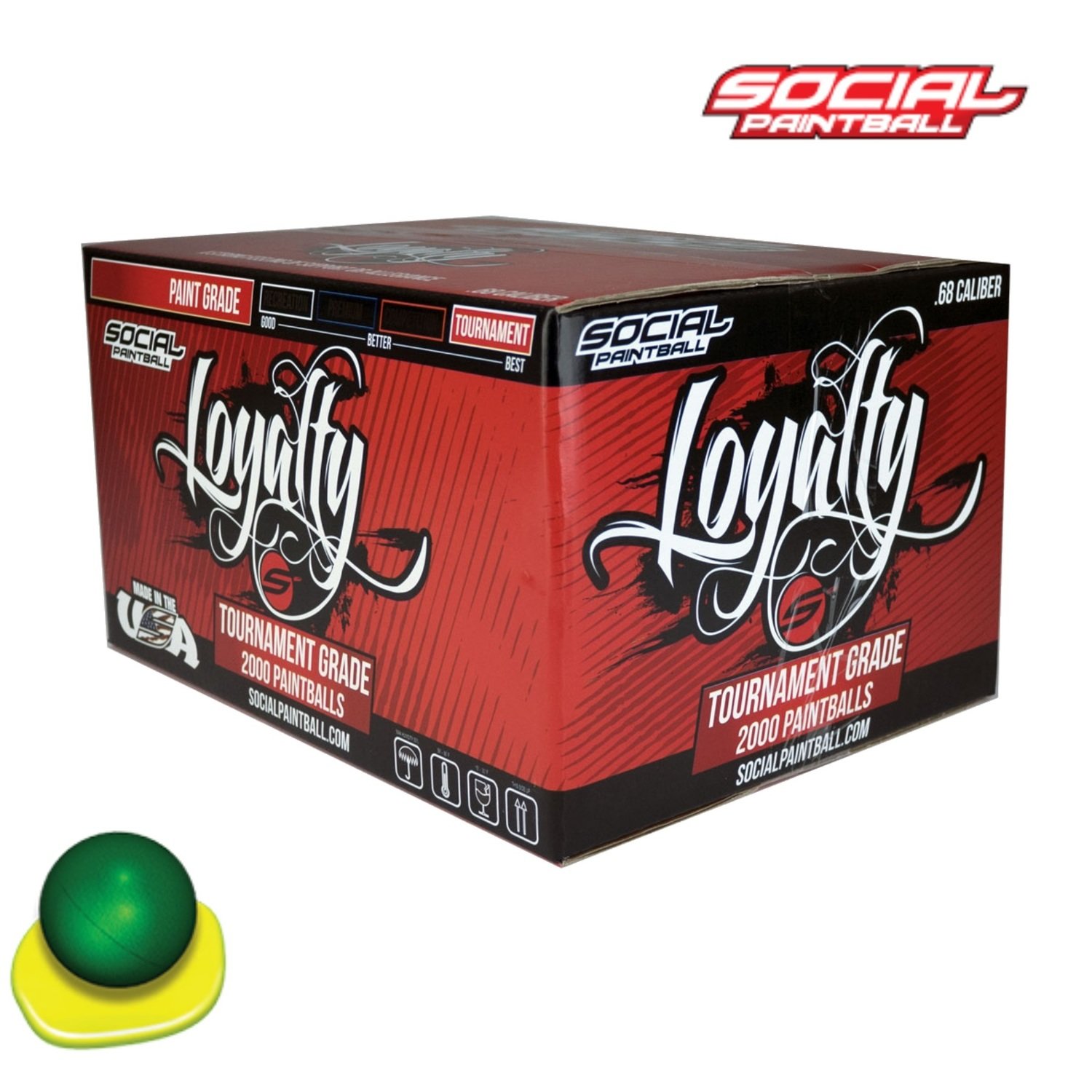 Social Paintball Loyalty Pro .68 cal Paintballs Case of 2000 Rds