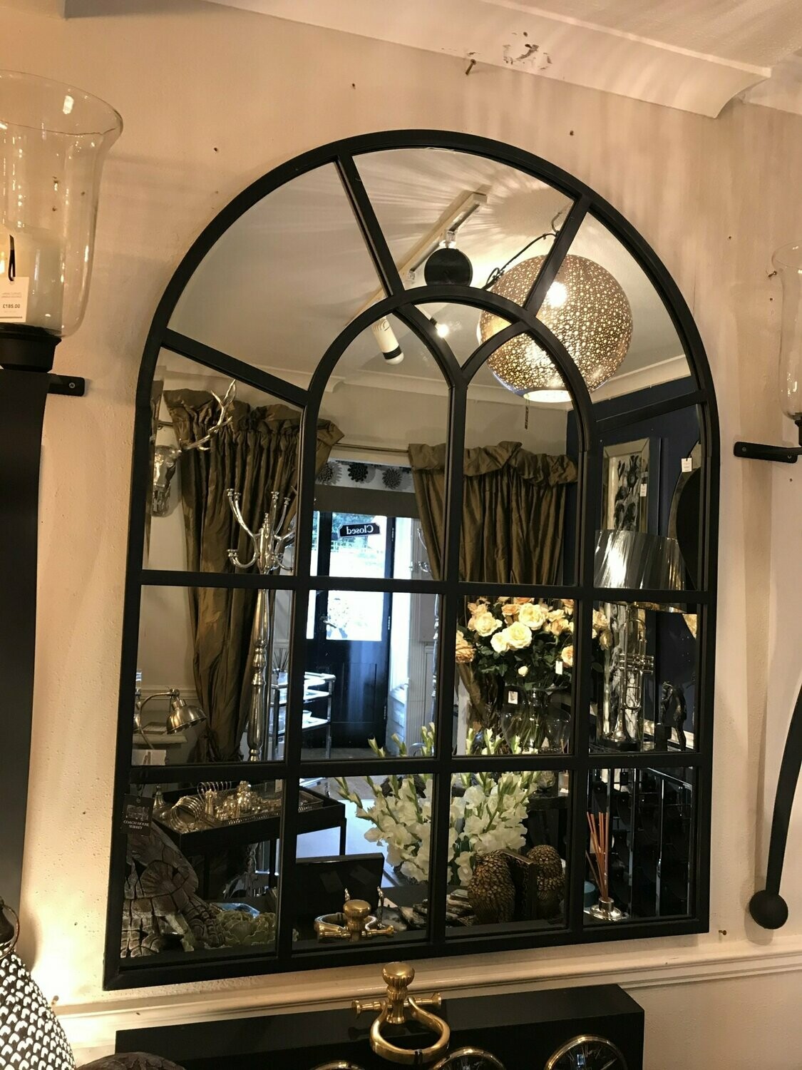 Black Metal Arched Mirror