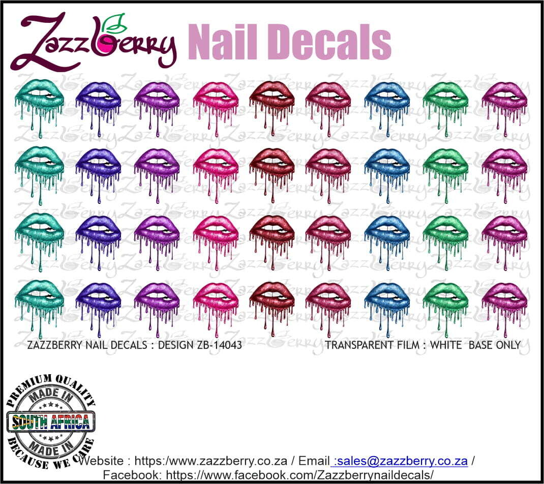 Dripping Lips Water Slide Nail Decals / Nail Art Largest Selection of
