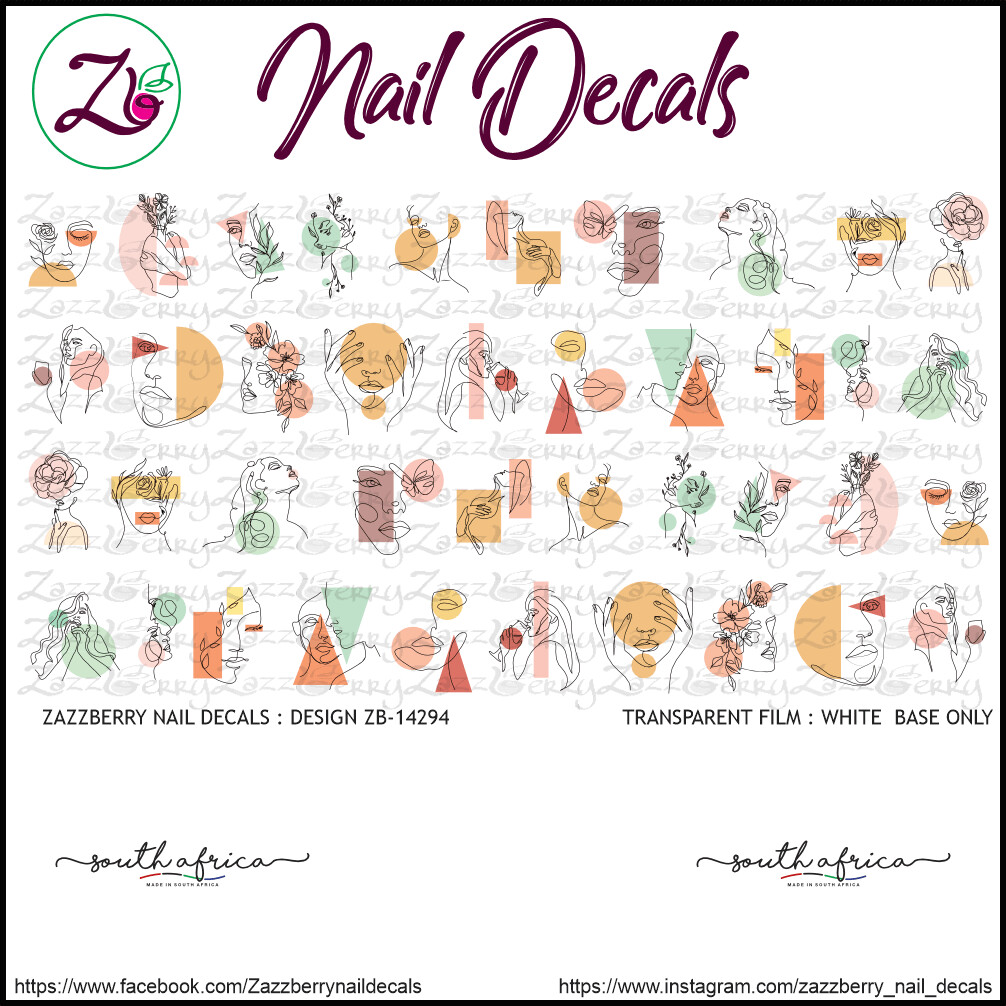 Minimalistic Women Nail Decals / Nail Stickers / Nail Art Largest