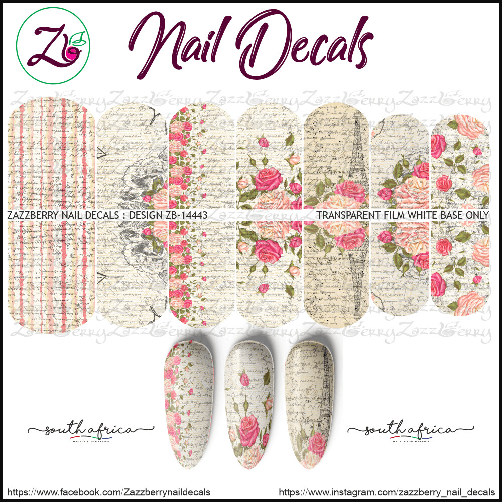 Vintage Roses Nail Decals , Nail Art, Nail Stickers Largest Selection