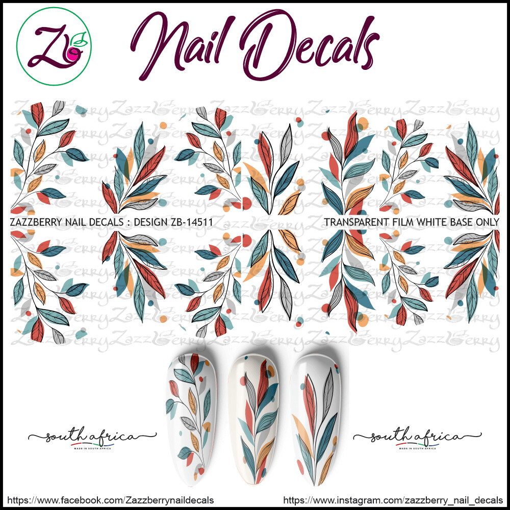 Autumn Doodles Nail Decals / Nail Art / Nail Stickers Largest