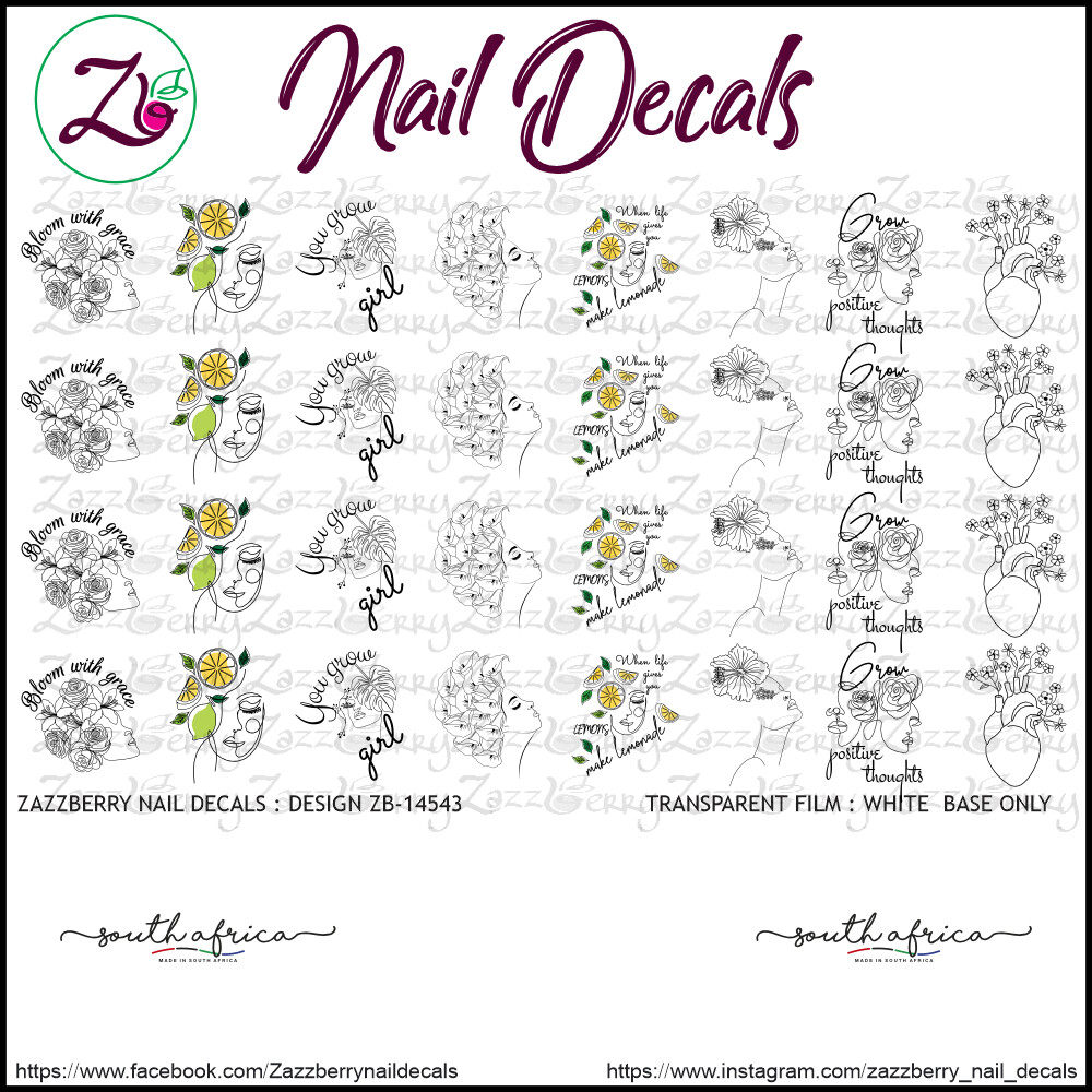 Bloom with Grace Nail Decals/Nail Art/ Nail Stickers Largest